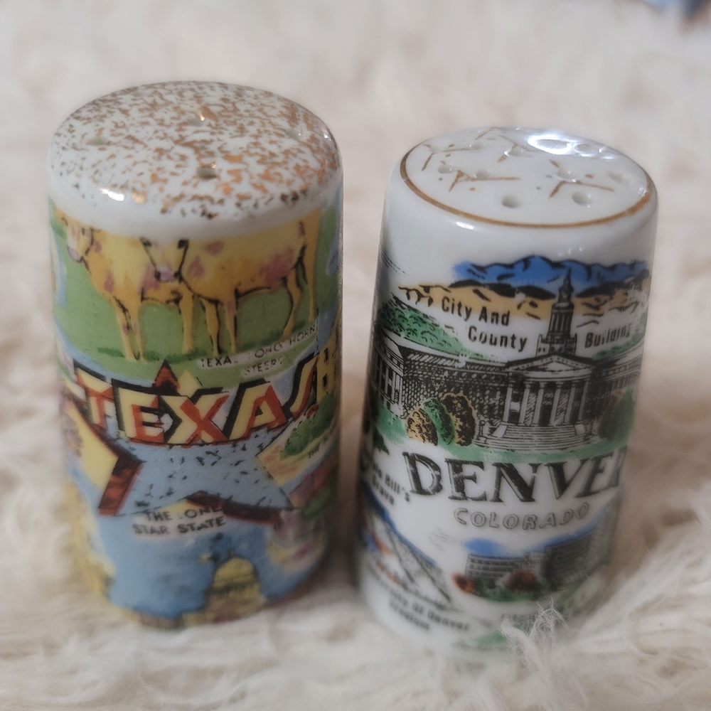 Vintage Texas and Denver Souvenir Salt and Pepper Shakers